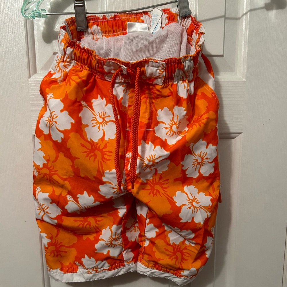 Sand n Sun Boy's Small 6/7 Orange Print Swim Trunks